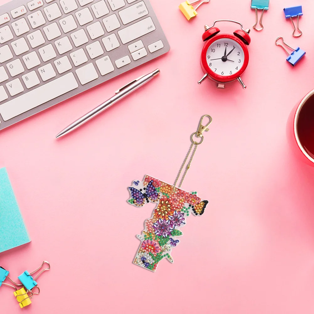 DIY Diamond Art Key Rings Special Shaped Keychain Supplies Lettter Gift for Kids