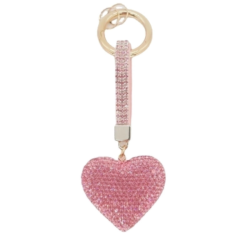 Sweet Heart Shape Ceramic Metal Inlay Rhinestones Women’s Bag Pendant Keychain