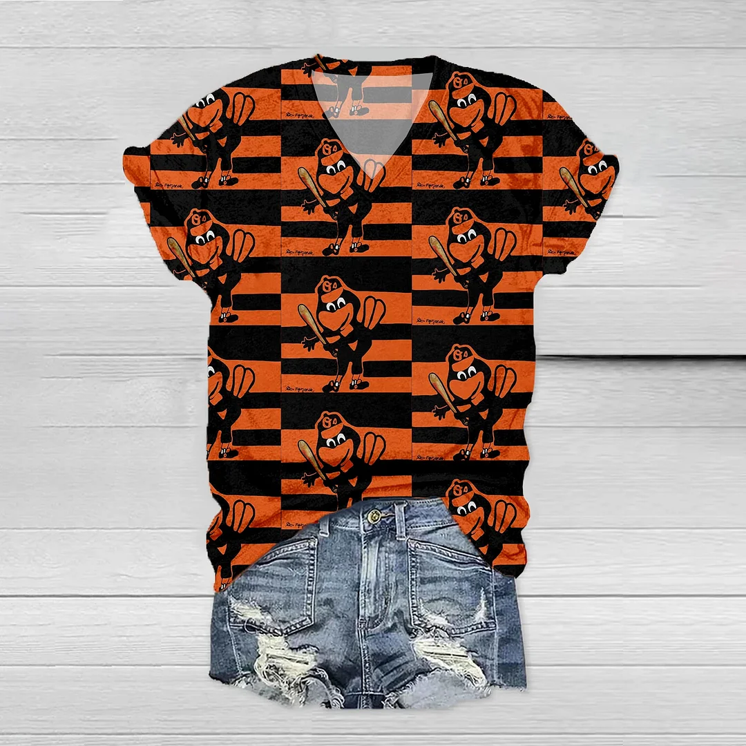  Baltimore Orioles Print V-Neck T-Shirt