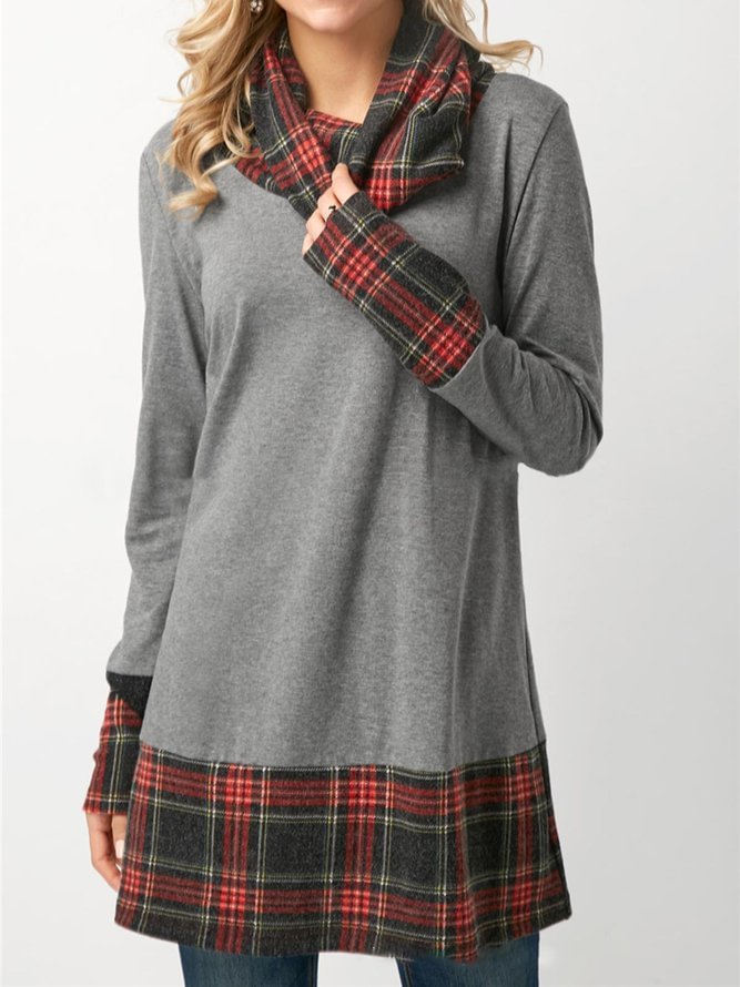 Turtle Neck Printed Dyed Elegant Cotton Sweatshirt Zaesvini