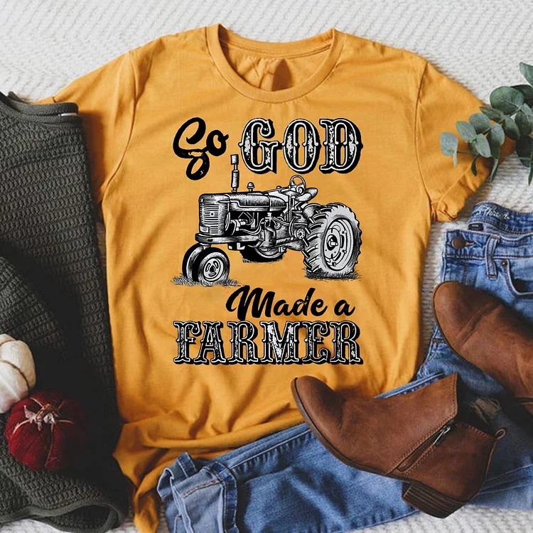 So God Made a Farmer Round Neck T-shirt-0025001