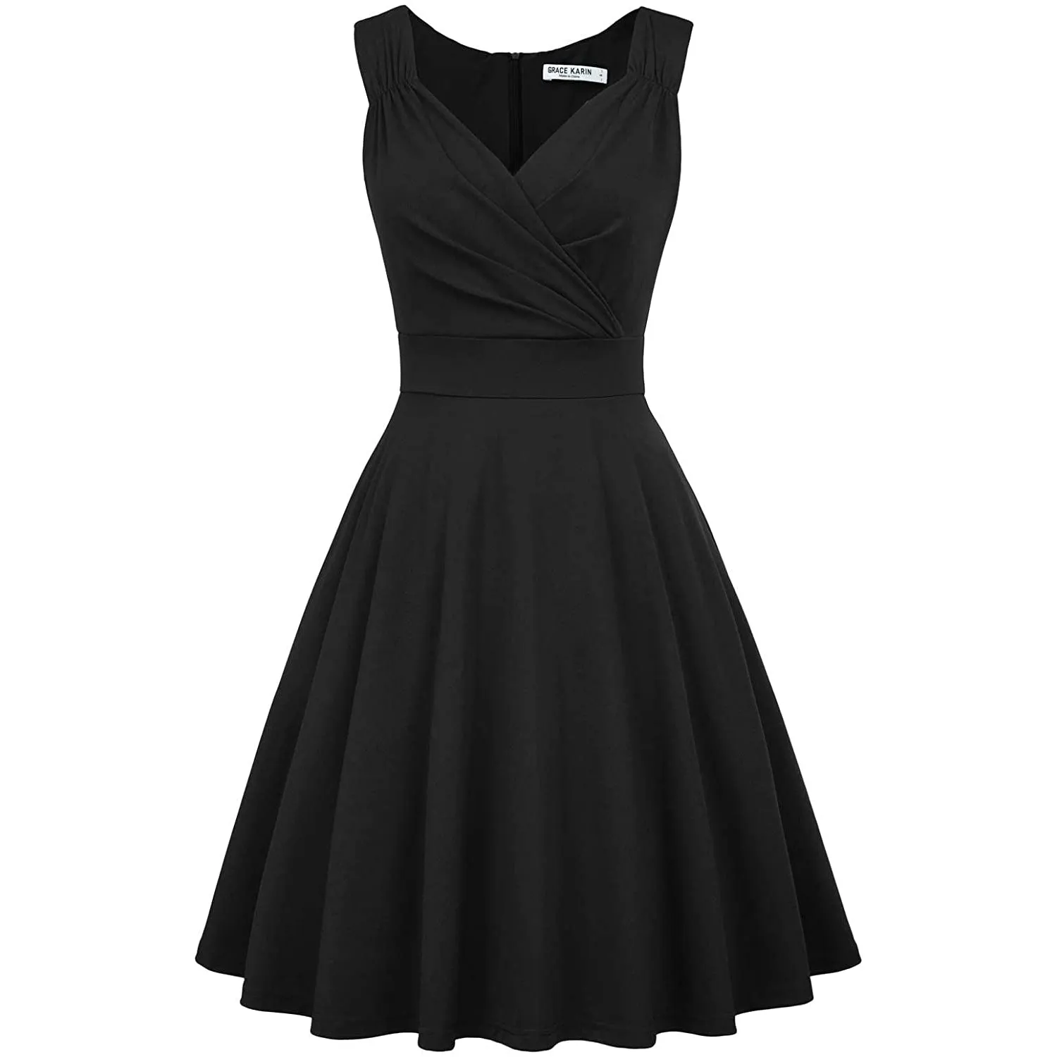Sleeveless Wrap V-Neck A-line Bridesmaid Cocktail Party Dress for Women
