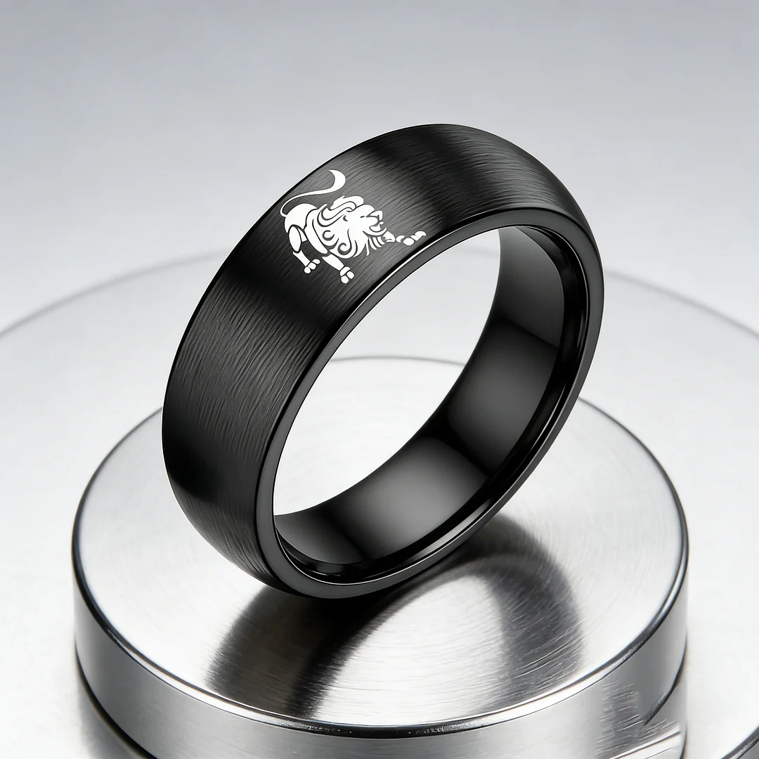 Womens Or Mens Leo Tungsten Carbide Wedding Rings Black Domed Top Couples Bands 4MM 6MM 8MM