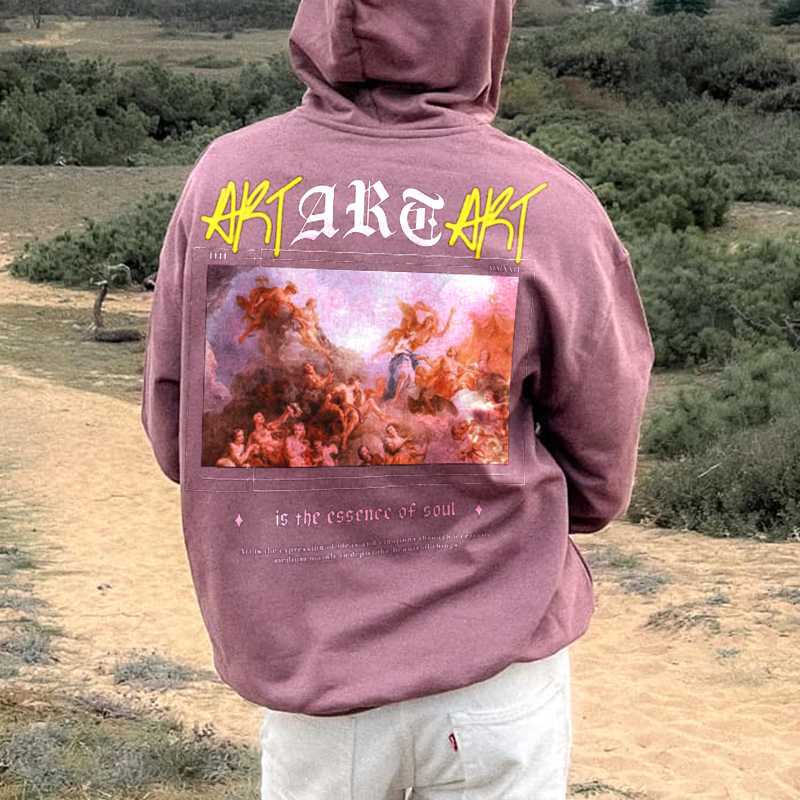 Vacation Oil Painting Letter Print Hoodie