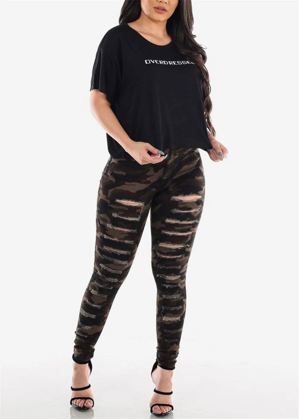 Fashion Versatile Tight-Fit Hole Camouflage Trousers