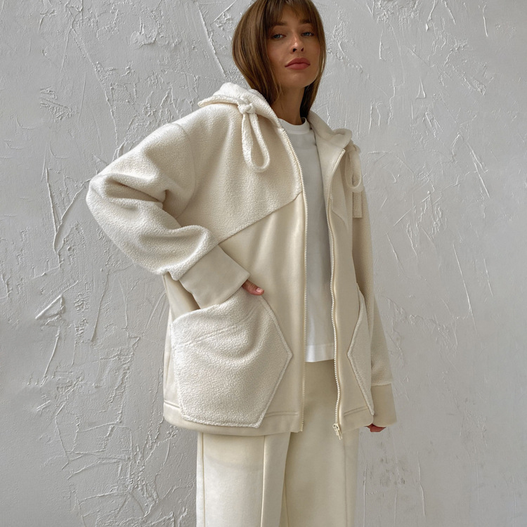 Ootddress Autumn Fashion Women 2 Piece-Set Zipper Casual Cardigan And Straight Legg Outfits Slim Patchwork Hoodie Women's Pants Sets