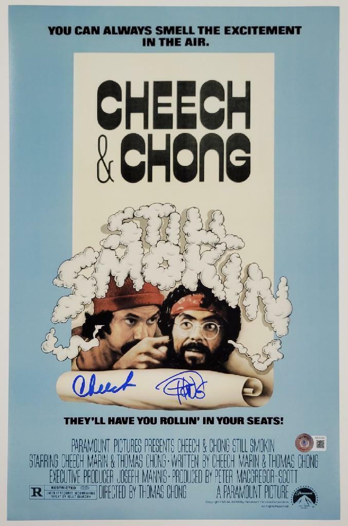 Cheech Marin and Tommy Chong signed Still Smokin 11x17 Movie Poster Photo Poster painting ~ BAS