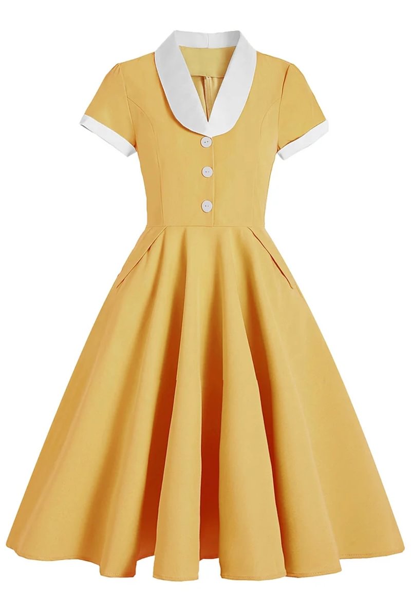 1950s Hepburn Retro Palace Waist Solid Midi Dress