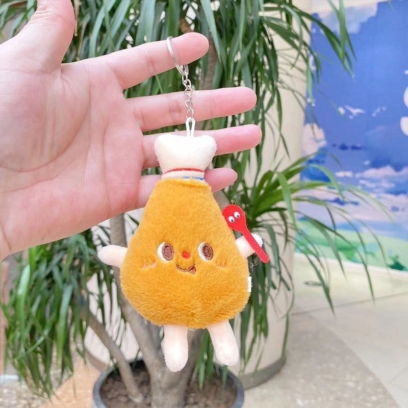 3 Pieces Cute Novelty Toast Hamburger Hot Dog Pp Cotton Plush Unisex Bag Pendant Keychain