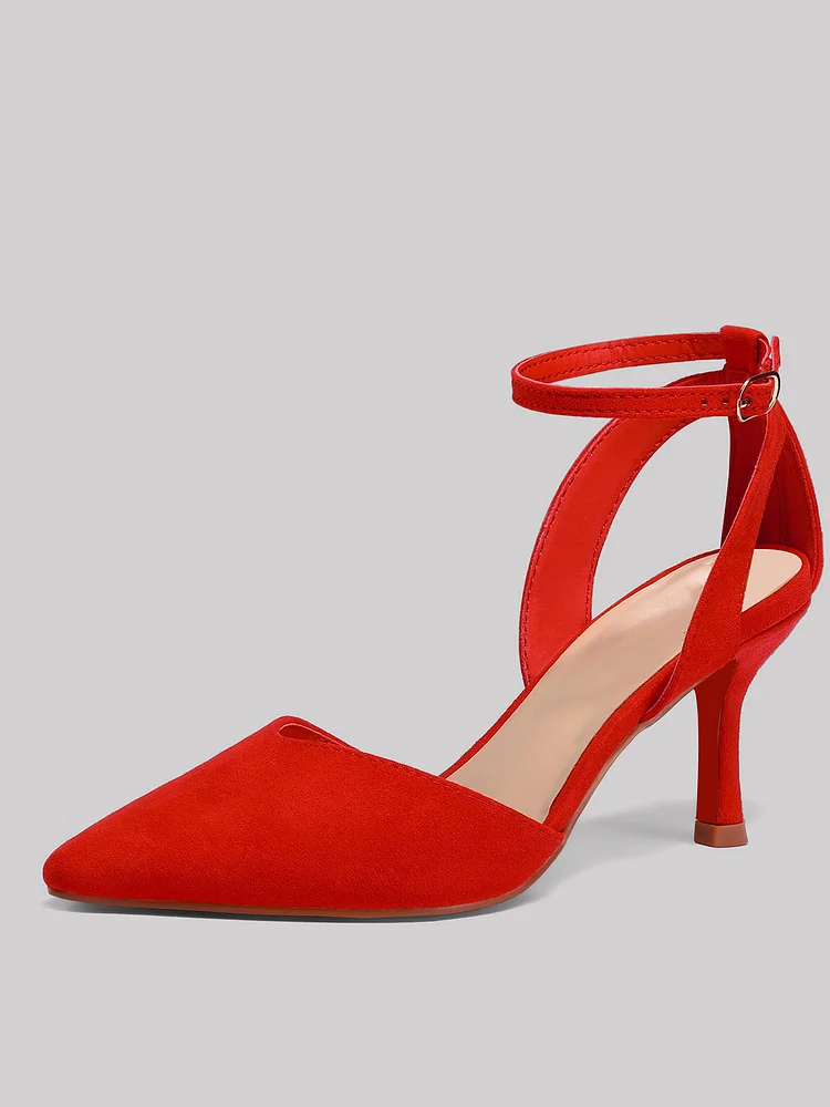65mm Women's Kitten Red Bottom Sandals Pointed Toe Daily Summer Suede Pumps