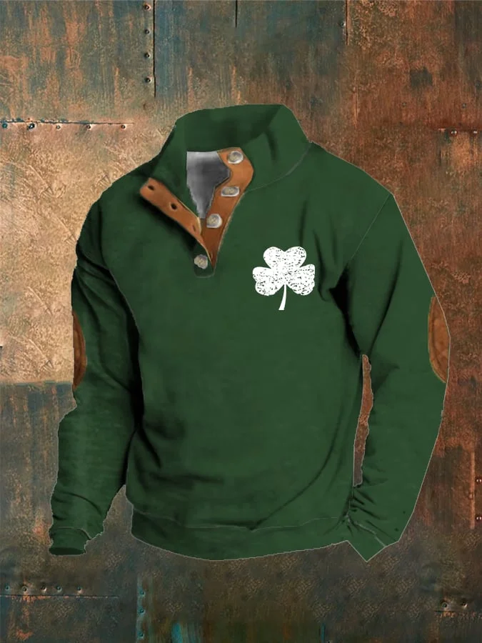 Men's St. Patrick's Day Printed Button Sweatshirt  socialshop