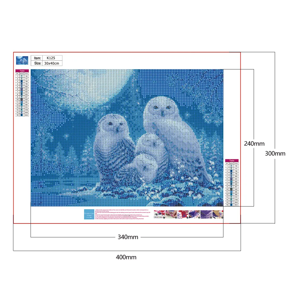 Full Round Diamond Painting 40*30cm - Owl