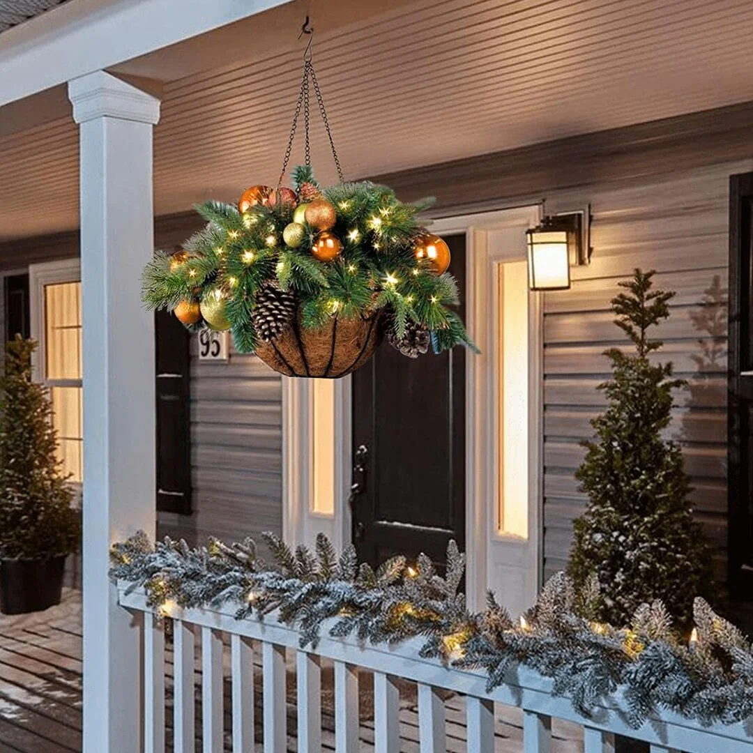 Christmas Hanging Basket With Led Lights
