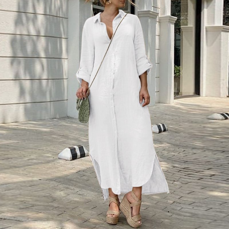 Shirt Collar Button Skirt