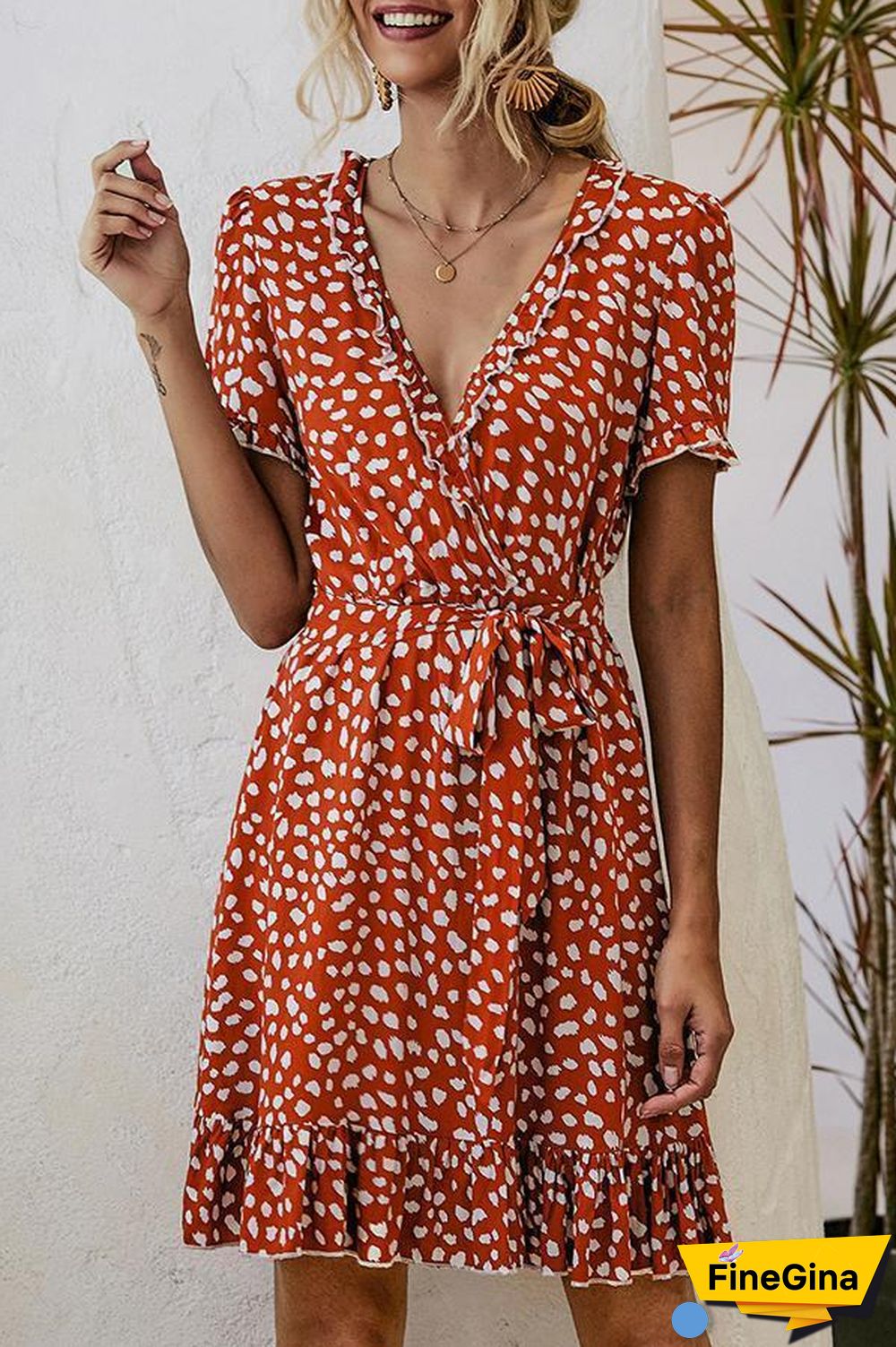 Printed A-line Ruffled Mini Dress (3 Colors) P14195