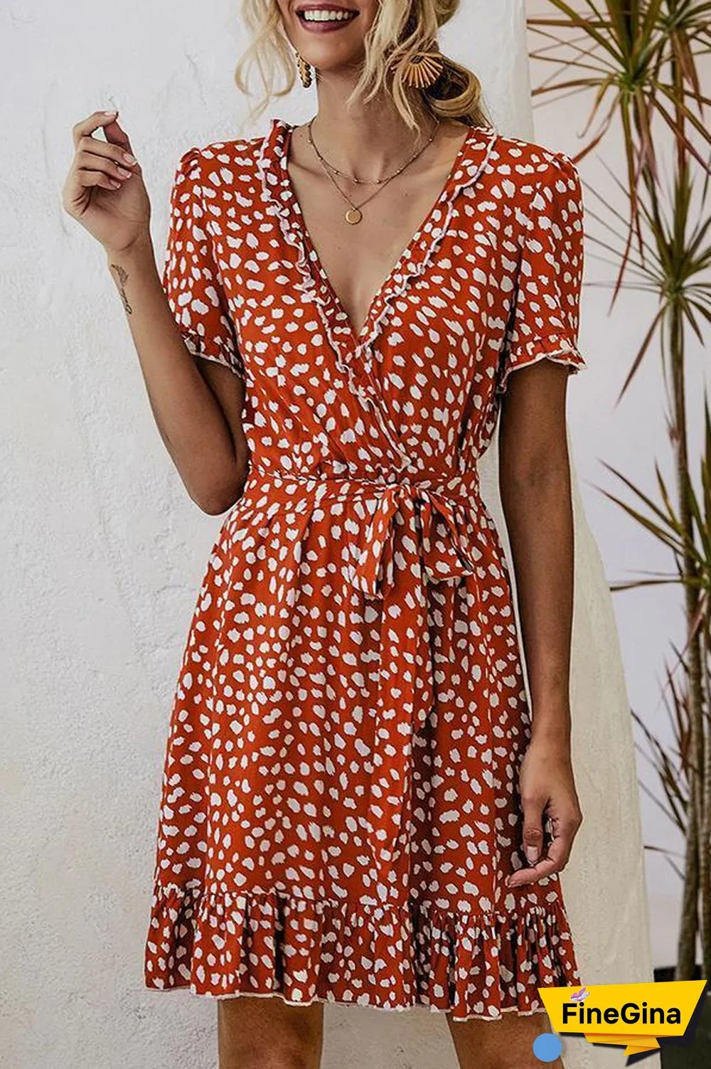 Printed A-line Ruffled Mini Dress (3 Colors) P14195