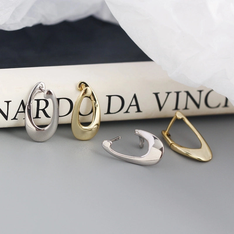 925 Sterling Silver No Inlaid Geometric Earrings