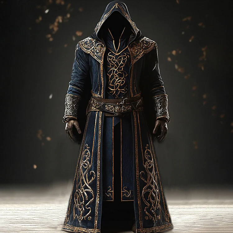 Men's Viking Celtic Knot Embroidered Hooded Cloak