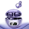 BT Wireless Bone Conduction Earphones with Noise Canceling Mics HiFi Touch Control Headset LED Digital Display Smart Control Earphone Clip-On Earbuds for Outdoor Cycling Running Exercise