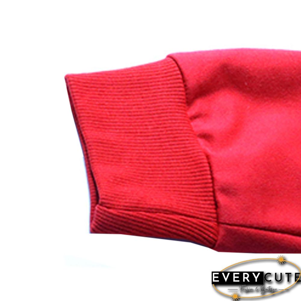 Red White Colorblock Kangaroo Pocket Hoodie