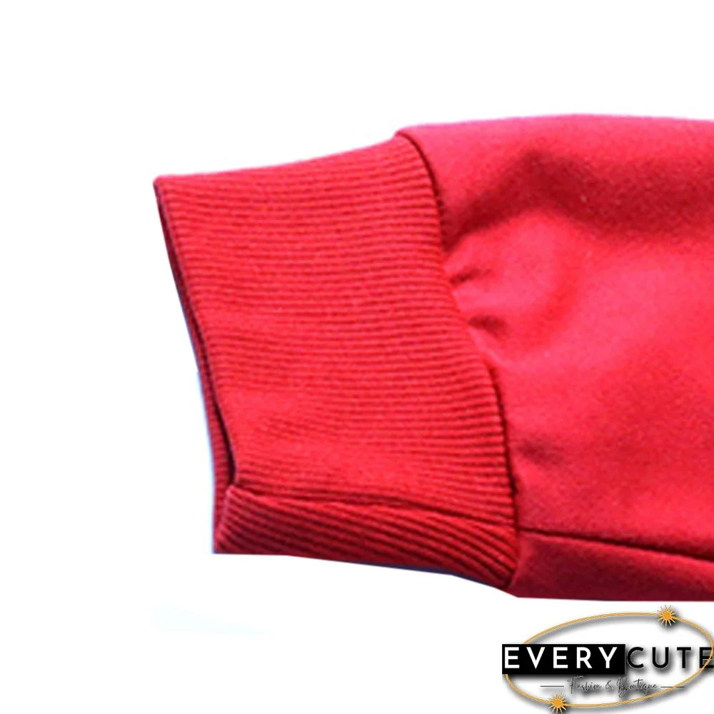 Red White Colorblock Kangaroo Pocket Hoodie