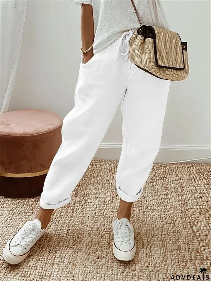 Women's Simple Cotton Blend Cozy Loose Pants