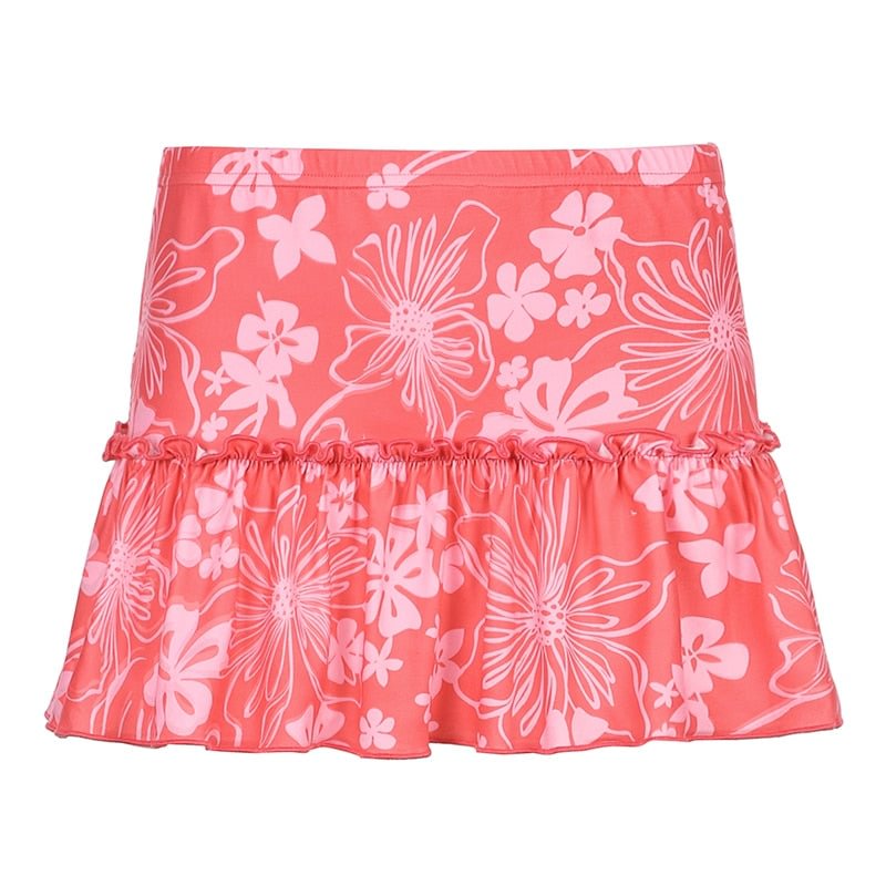 HEYounGIRL Ruffles High Waisted A Line Mini Skirt Women  Aesthetic Summer Casual Pink Cute Hot Short Tennis Skirts Casual 90s