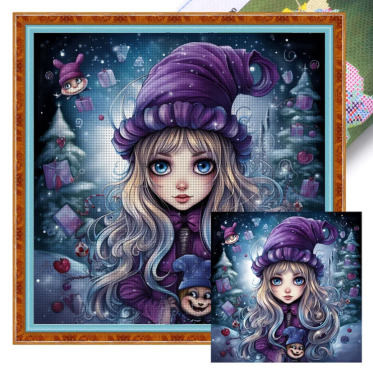 『HuaCan』Halloween Witch - 11CT Stamped Cross Stitch(60*60cm)