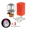 Lightweight Outdoor Gas Lantern Mini Camping Portable Aluminum Gas Lantern Hanging Glass Lamp Lighting Heating High Brightness Gas Lamp with Adapter and Hanging Chain
