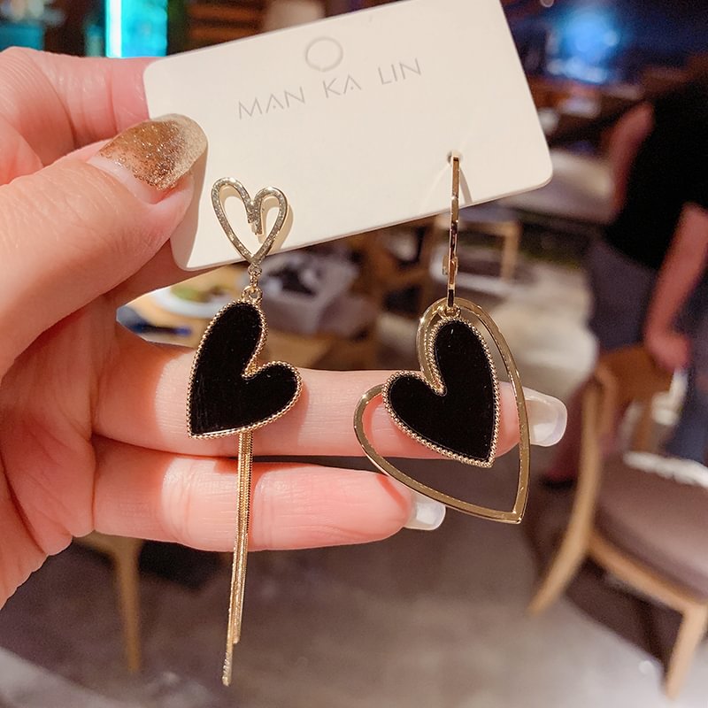 Asymmetric Hollow Love Long Tassel Earrings | IFYHOME