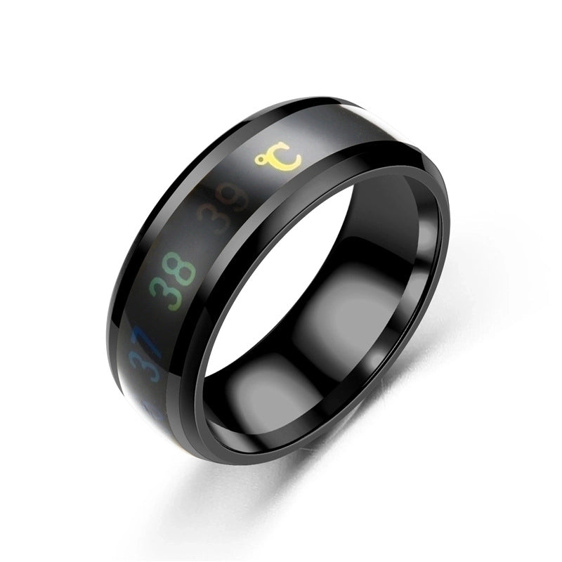 European And American Fashion New Style Smart Temperature Sensing Couple Ring Ecg Display Temperature Ring Source New Style Customization