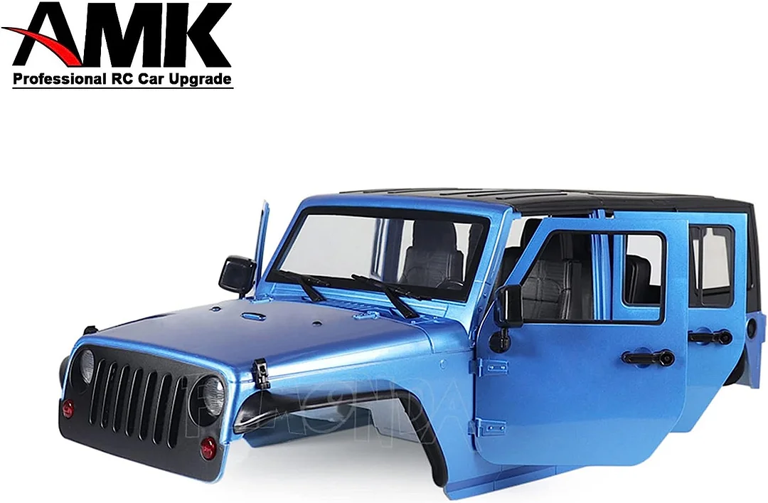 313mm RC Crawler Body 4 Door Wheelbase Jeep Wrangler JK Rubicon Body for 1 10 Scale RC Body Jeep Shell Hard Body Shell Kit Axial SCX10 90046 90047 RGT EX86100 Blue