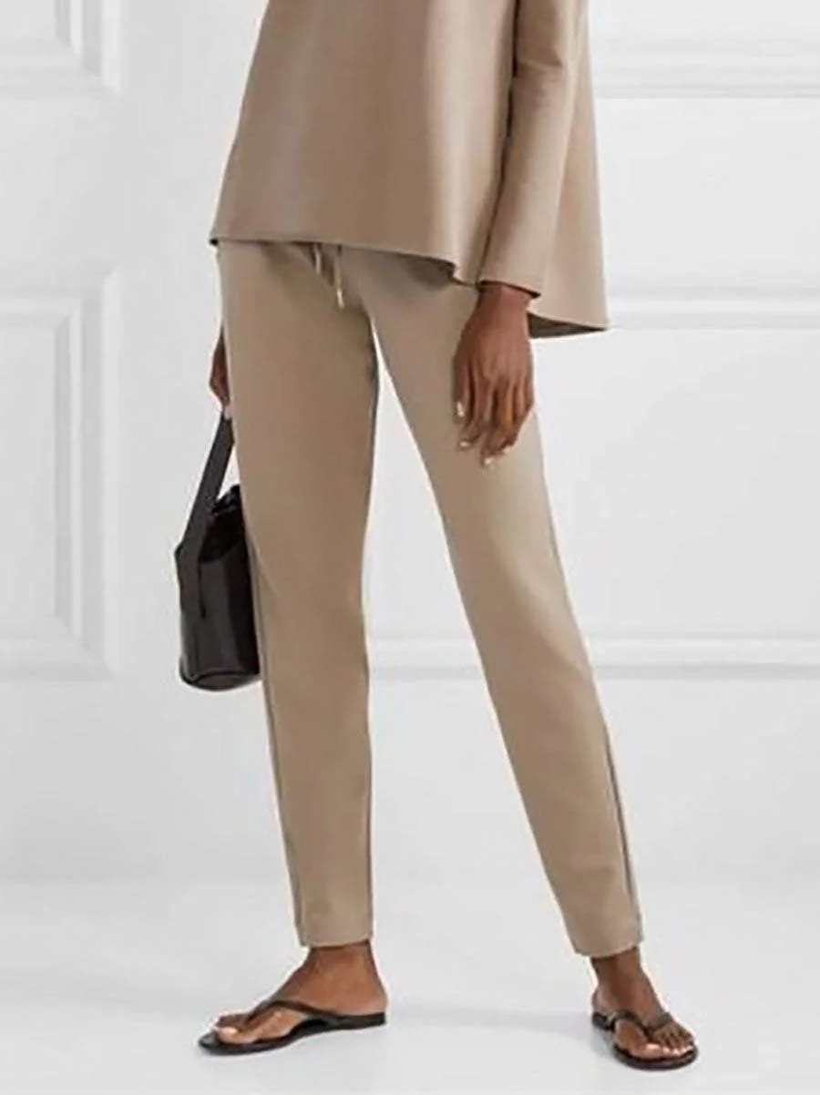 Solid Color V-Neck Two-Piece Set