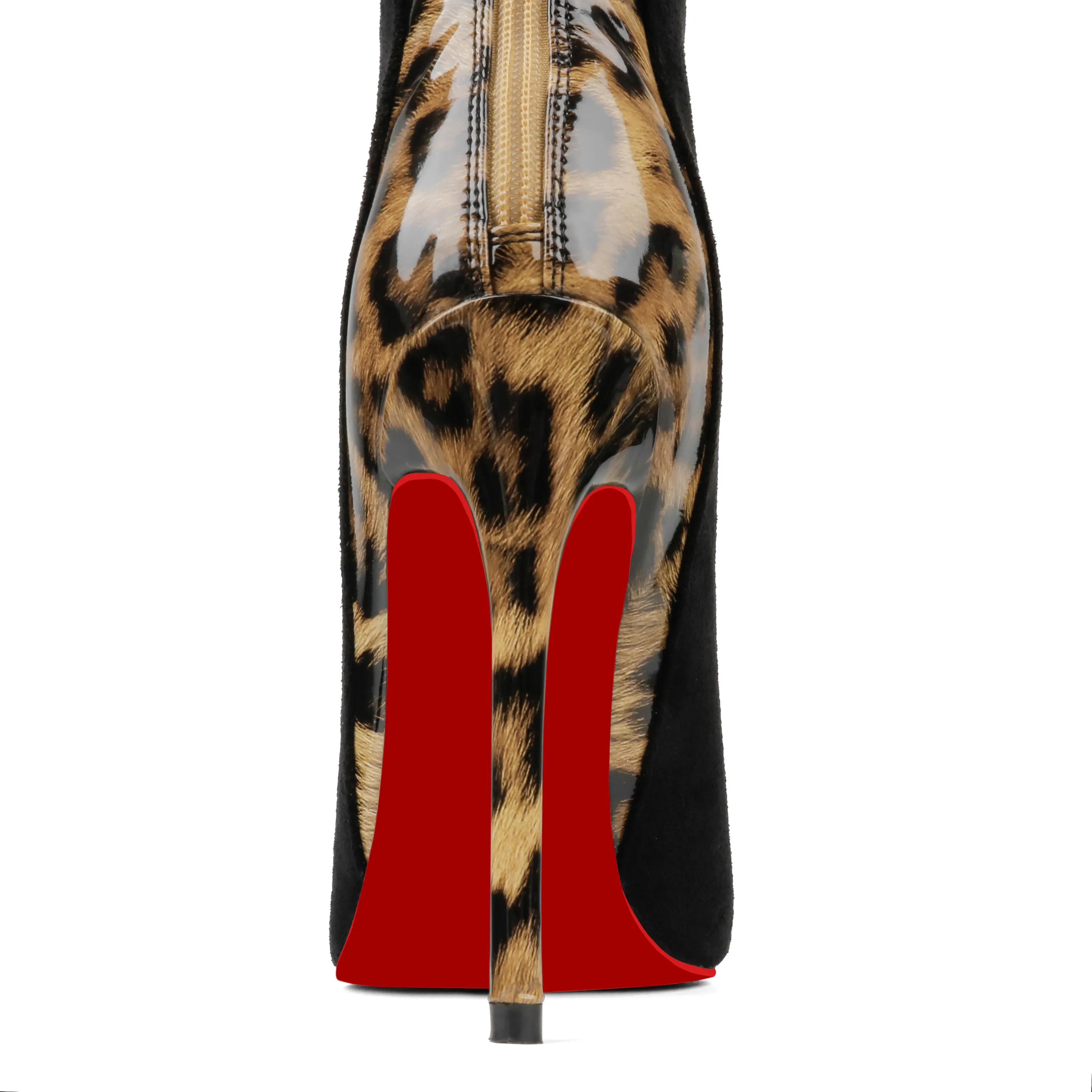 120mm Women's Ankle Boots Closed Pointed Toe Red Soles Stilettos Pattern Booties-vocosishoes