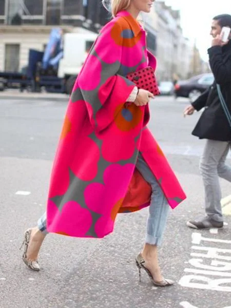 Brownm Brownm Spring And Autumn Wishebay Long Horn Sleeve Coat Print Loose Wind Coat Woman