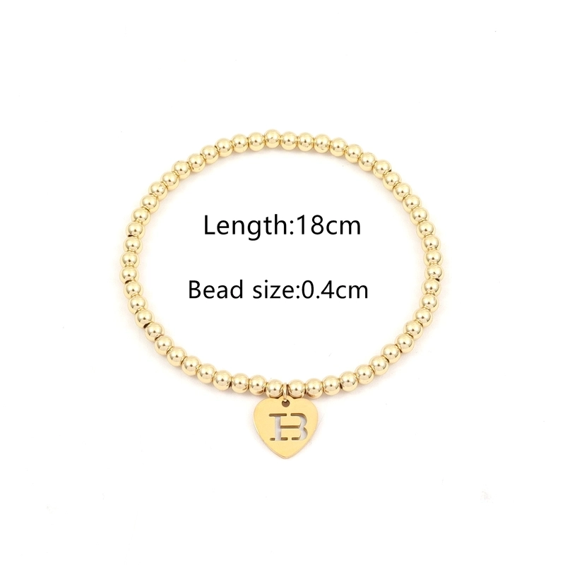 304 Stainless Steel Copper Beaded Letter Heart Shape Bracelets