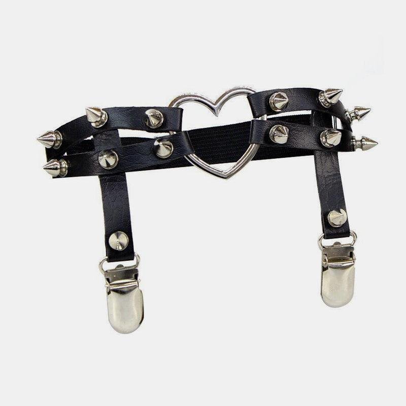 Studded Heart Leg Garter