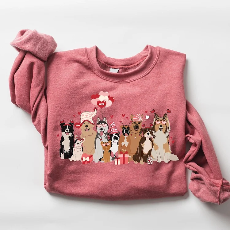 Valentines Dogs Sweatshirt, Dog Lover Sweatshirt Hoodie T-shirt