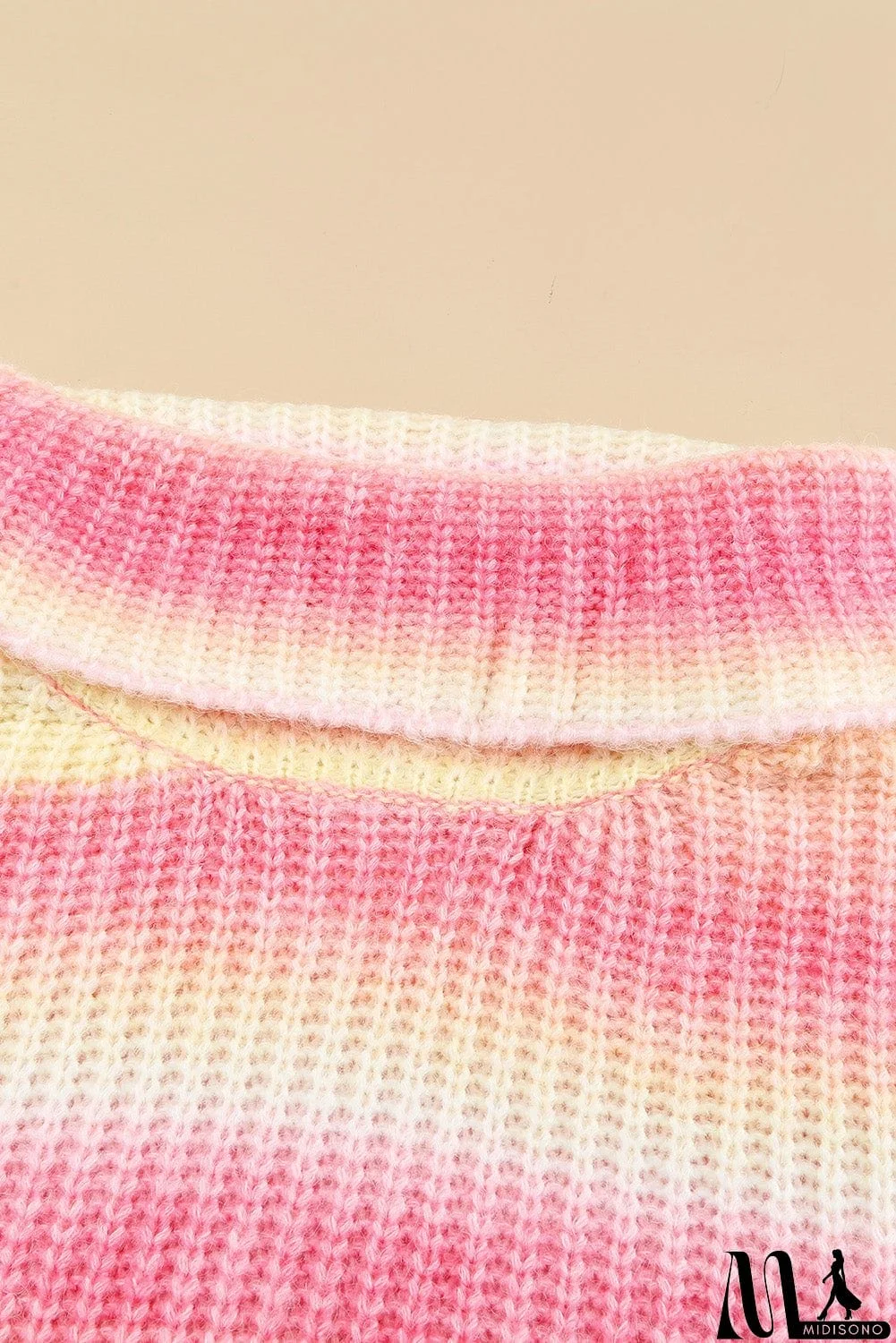 MidiSono - Cowl Neck Ombre Knit Sweater
