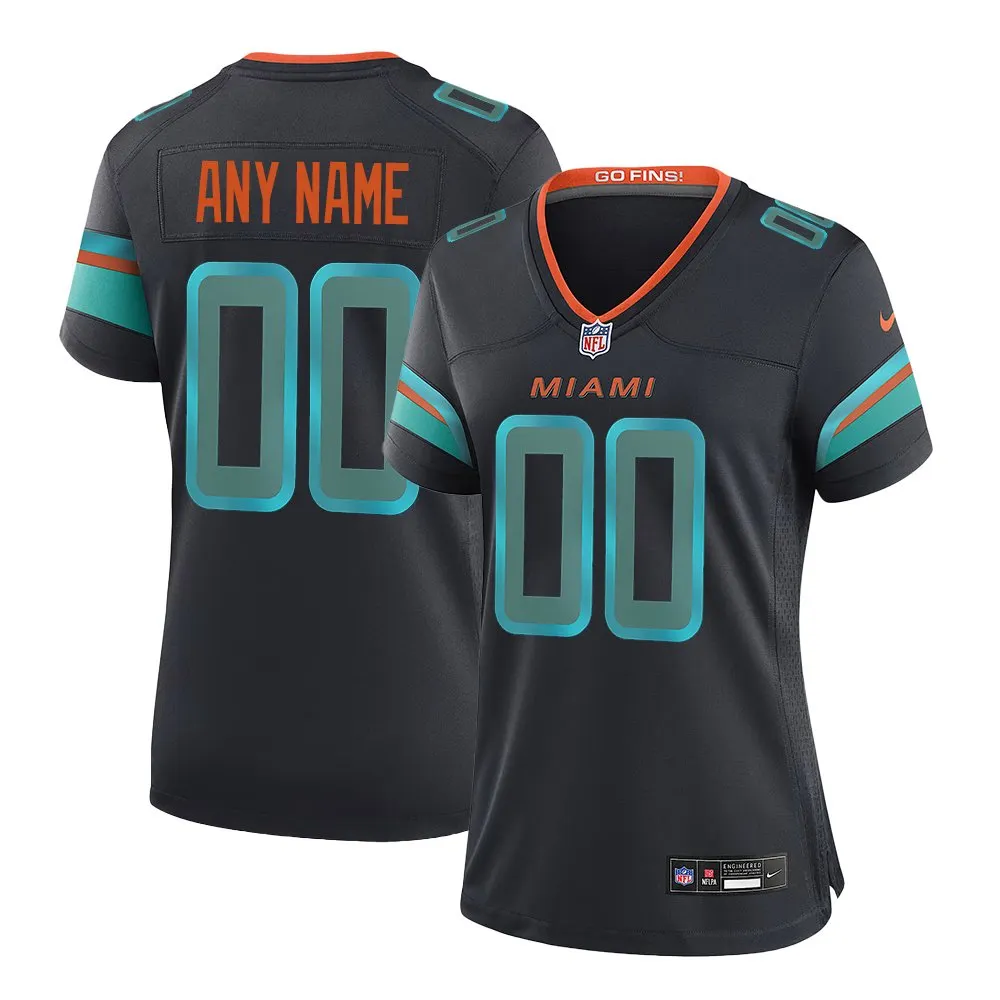 Women's Miami Dolphins Custom Black Rivalries Collection Game Jersey