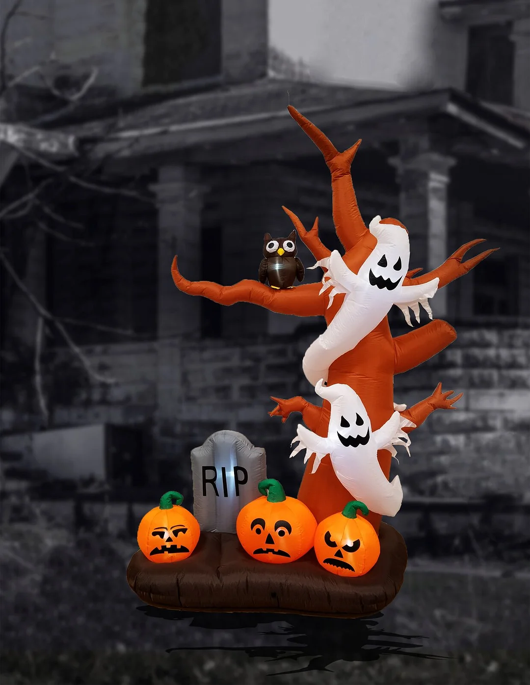 Halloween Inflatable Tree, Ghost, Pumpkin and Tombstone