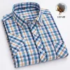 Men's Summer Plaid Cotton Casual Short Sleeve Shirt