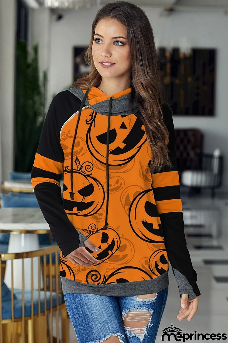 Fashion Orange Halloween Pumpkin Hoodie