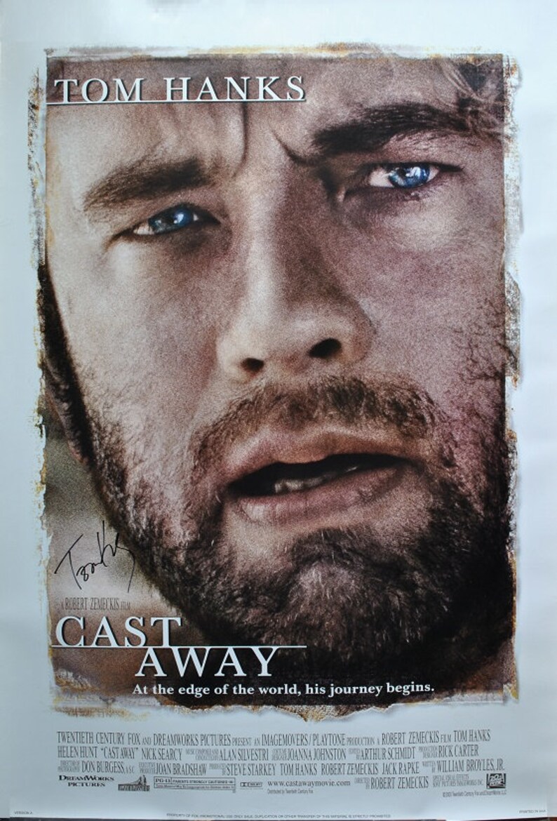 TOM HANKS CAST Away Signed Movie Poster 27x 40 wcoa