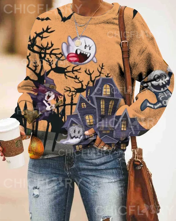 Women's Witcher Print Loose Sweatshirt