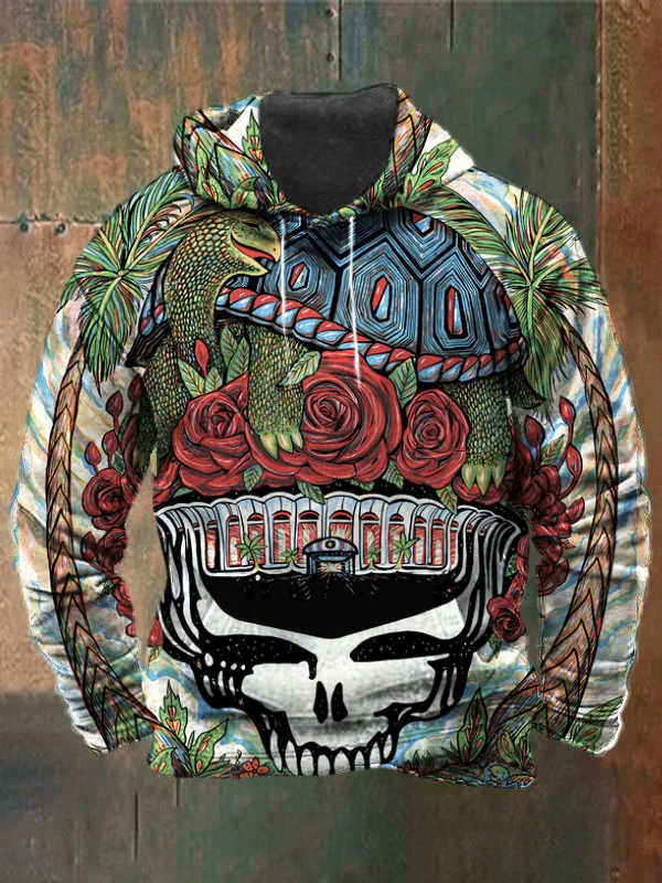 Unisex Skull Terrapin Print Heavyweight Hoodies