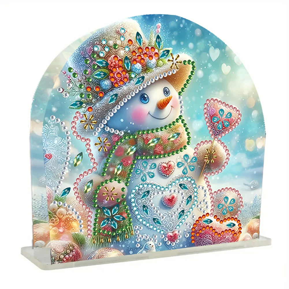 DIY Christmas Snowman Acrylic Diamond Art Painting Napkin Holder Set