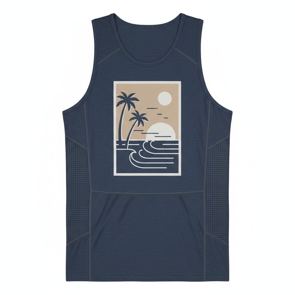 thesupersurf Athletic Tank Top with Tropical Sunset Design 