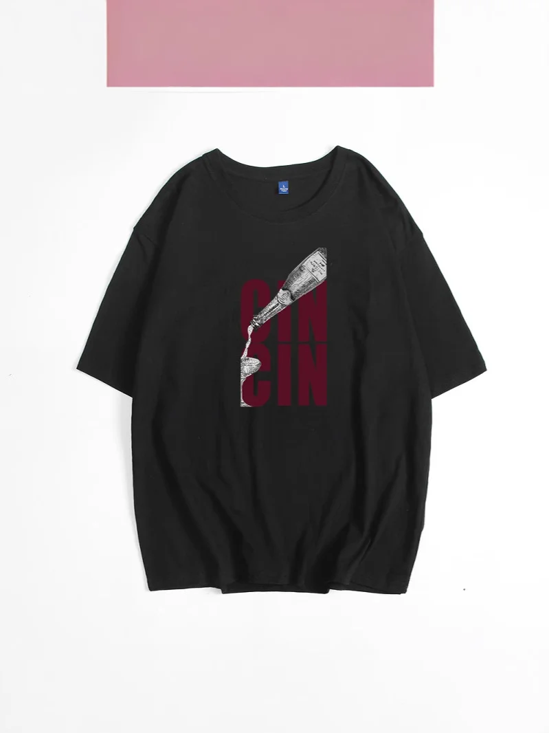 Athvotar Athvotar Sale Of Retro Simple Text Printed T-Shirts In The Summer Free-Round Collar Pure Cotton Short Sleeves