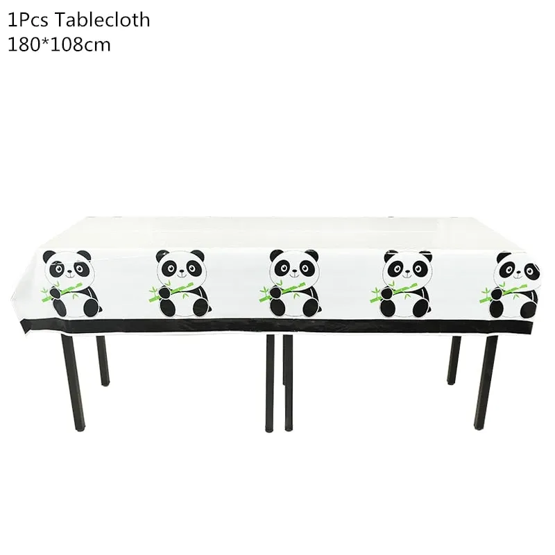Cartoon Panda Theme Birthday Party Decorations Disposable Tableware Sets Plate Napkin Panda Party Balloon Baby Shower Favors